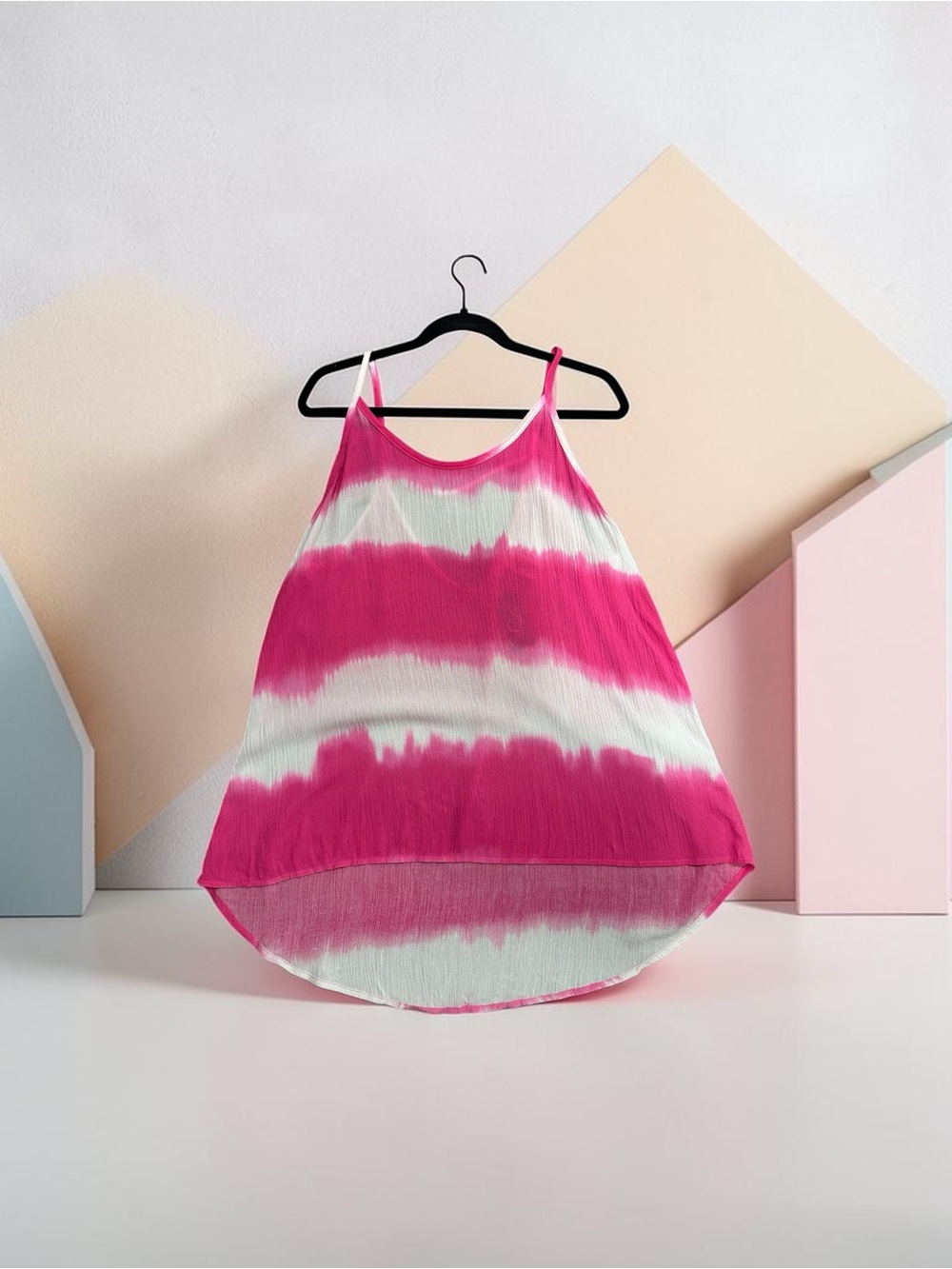 a'gaci A.GACI Pink Tie Dye Spaghetti Strap Tank Top L